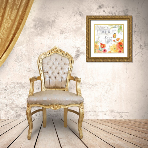 Happy Poppies V Gold Ornate Wood Framed Art Print with Double Matting by Coulter, Cynthia