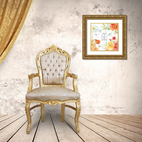Happy Poppies VII Gold Ornate Wood Framed Art Print with Double Matting by Coulter, Cynthia