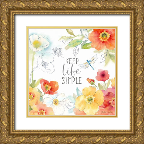 Happy Poppies VII Gold Ornate Wood Framed Art Print with Double Matting by Coulter, Cynthia
