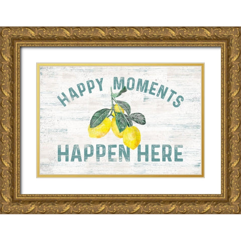 Happy  Thoughts III on White Gold Ornate Wood Framed Art Print with Double Matting by Reed, Tara