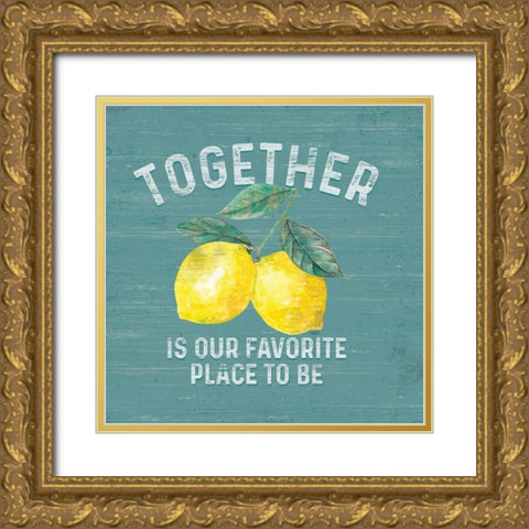 Happy  Thoughts V on Teal Gold Ornate Wood Framed Art Print with Double Matting by Reed, Tara