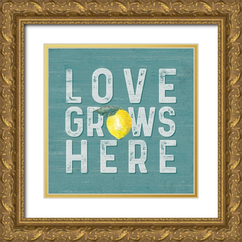 Happy  Thoughts VI on Teal Gold Ornate Wood Framed Art Print with Double Matting by Reed, Tara