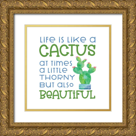 Playful Cactus IV Gold Ornate Wood Framed Art Print with Double Matting by Reed, Tara