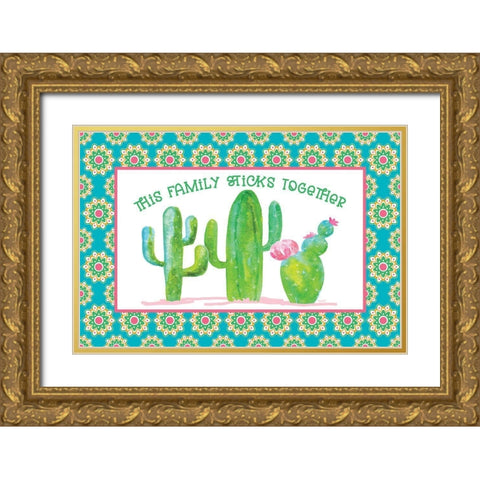 Playful Cactus X Gold Ornate Wood Framed Art Print with Double Matting by Reed, Tara