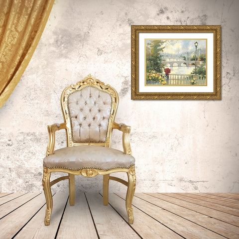 Paris Mist Gold Ornate Wood Framed Art Print with Double Matting by Simandle, Marilyn