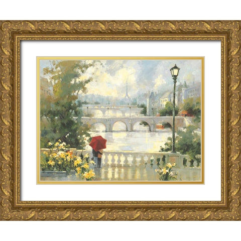 Paris Mist Gold Ornate Wood Framed Art Print with Double Matting by Simandle, Marilyn