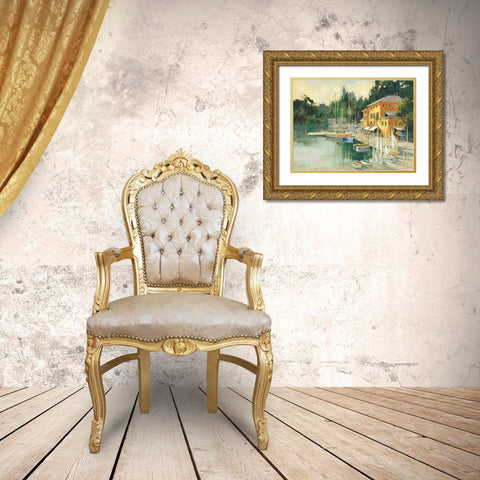Portofino Heights Gold Ornate Wood Framed Art Print with Double Matting by Simandle, Marilyn
