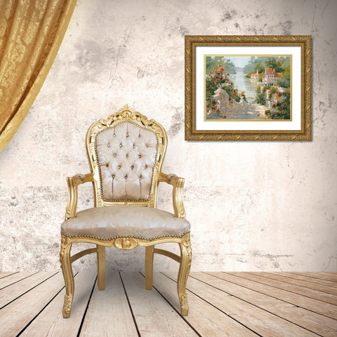 Italian Harbour Gold Ornate Wood Framed Art Print with Double Matting by Simandle, Marilyn