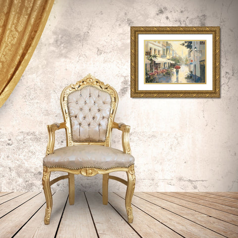 Cafe de Ville Gold Ornate Wood Framed Art Print with Double Matting by Simandle, Marilyn