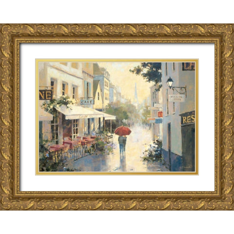 Cafe de Ville Gold Ornate Wood Framed Art Print with Double Matting by Simandle, Marilyn