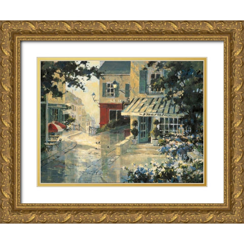 Village Florist Gold Ornate Wood Framed Art Print with Double Matting by Simandle, Marilyn