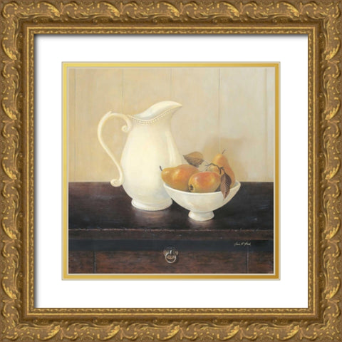 Creamware with Pears Gold Ornate Wood Framed Art Print with Double Matting by Fisk, Arnie