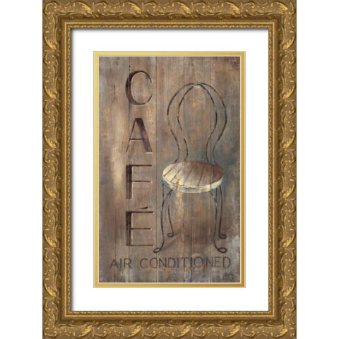 Bistro Chair Gold Ornate Wood Framed Art Print with Double Matting by Fisk, Arnie