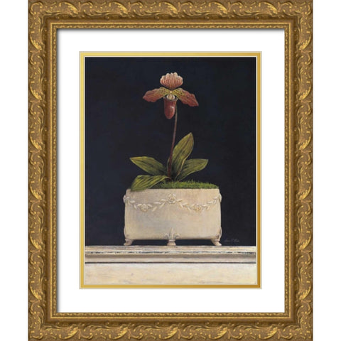 Plum Sugar Orchid Gold Ornate Wood Framed Art Print with Double Matting by Fisk, Arnie