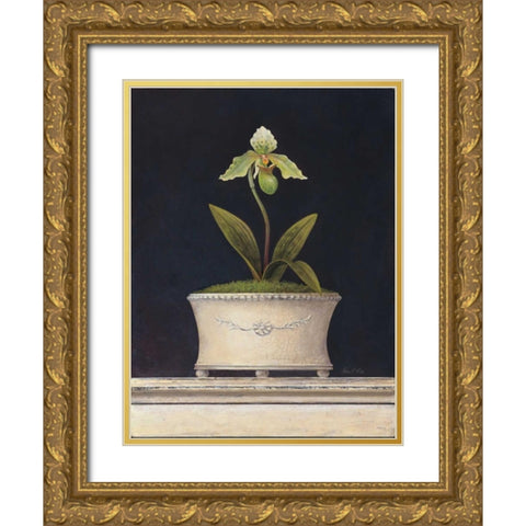 Chartreuse Sugar Orchid Gold Ornate Wood Framed Art Print with Double Matting by Fisk, Arnie