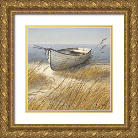 Shoreline Boat Gold Ornate Wood Framed Art Print with Double Matting by Fisk, Arnie