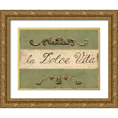 Dolce Vita Plaque Gold Ornate Wood Framed Art Print with Double Matting by Fisk, Arnie