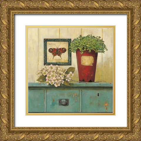 Garden Cabinet  Gold Ornate Wood Framed Art Print with Double Matting by Fisk, Arnie