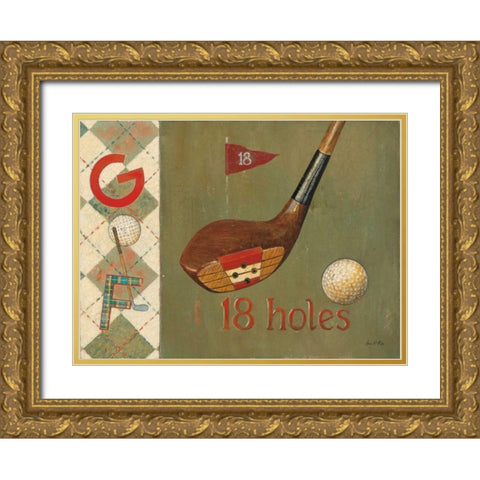 18 Holes Gold Ornate Wood Framed Art Print with Double Matting by Fisk, Arnie