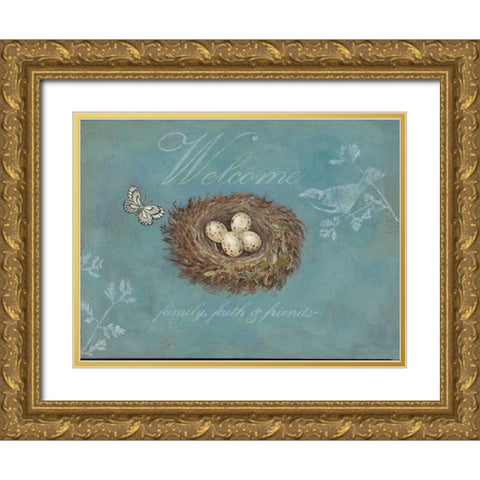 Welcome Gold Ornate Wood Framed Art Print with Double Matting by Fisk, Arnie