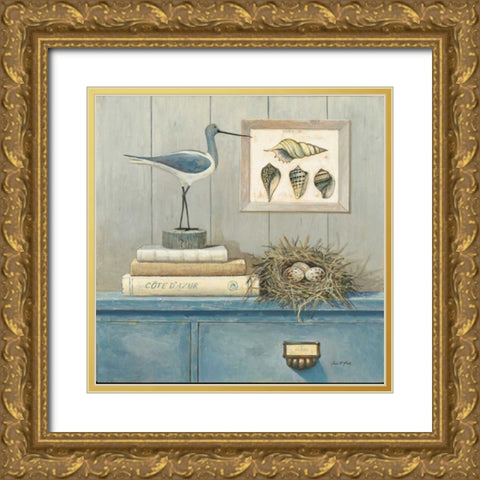 Cote D Azure Botanical Gold Ornate Wood Framed Art Print with Double Matting by Fisk, Arnie