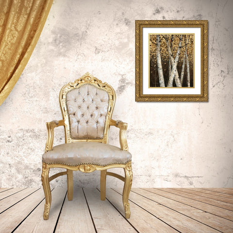 Shimmering Birches 1 Gold Ornate Wood Framed Art Print with Double Matting by Fisk, Arnie