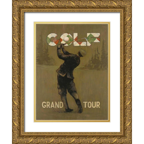Grand Tour golf Gold Ornate Wood Framed Art Print with Double Matting by Fisk, Arnie