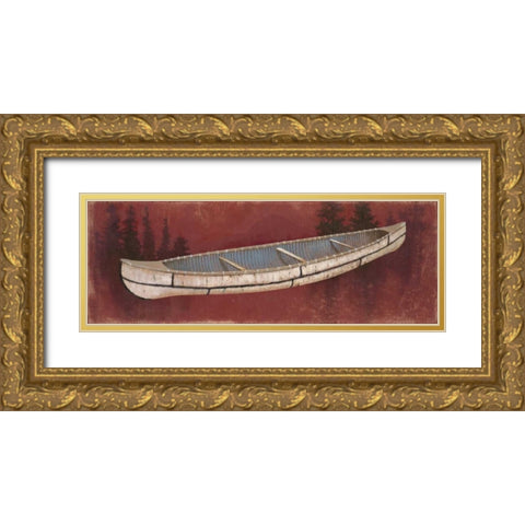 Birchbark Canoe Gold Ornate Wood Framed Art Print with Double Matting by Fisk, Arnie
