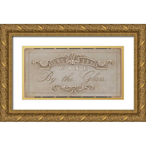 Announcing Wine By the Glass Gold Ornate Wood Framed Art Print with Double Matting by Fisk, Arnie