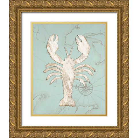 Coastal Lobster  Gold Ornate Wood Framed Art Print with Double Matting by Fisk, Arnie