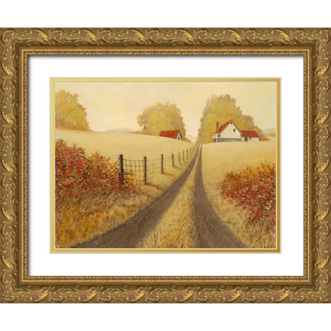 Golden Pathway Gold Ornate Wood Framed Art Print with Double Matting by Fisk, Arnie