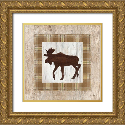 Wandering Moose Gold Ornate Wood Framed Art Print with Double Matting by Fisk, Arnie