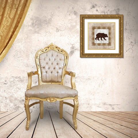 Searching Bear Gold Ornate Wood Framed Art Print with Double Matting by Fisk, Arnie