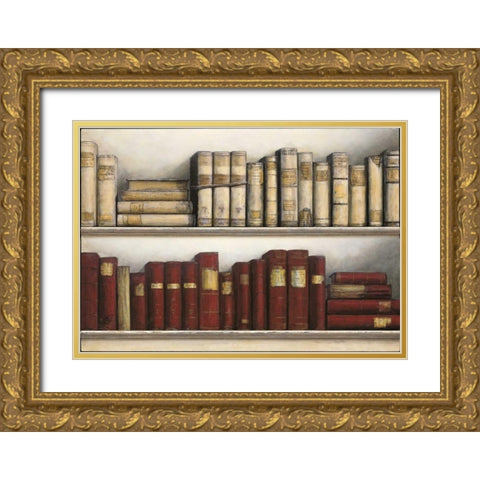 World Study of Books Gold Ornate Wood Framed Art Print with Double Matting by Fisk, Arnie