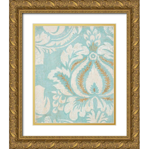 Tiffany Damask Gold Ornate Wood Framed Art Print with Double Matting by Fisk, Arnie