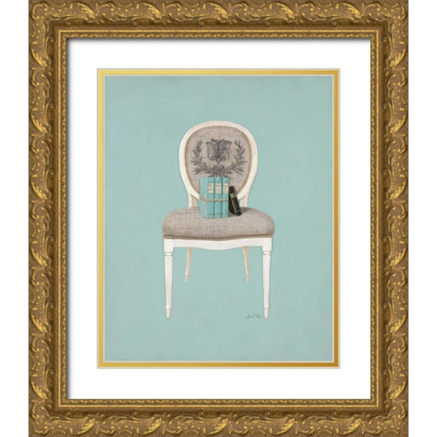 Linen Chaise 1 Gold Ornate Wood Framed Art Print with Double Matting by Fisk, Arnie