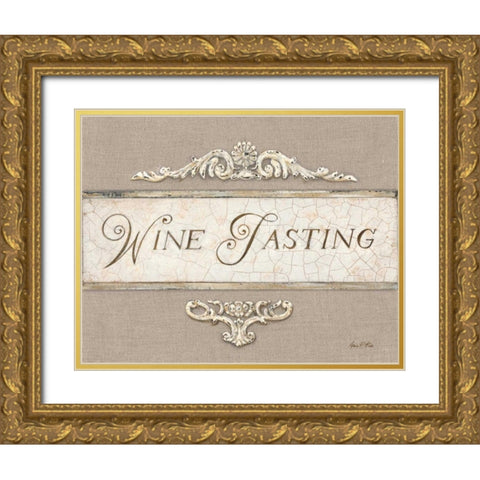 Linen Wine Tasting  Gold Ornate Wood Framed Art Print with Double Matting by Fisk, Arnie