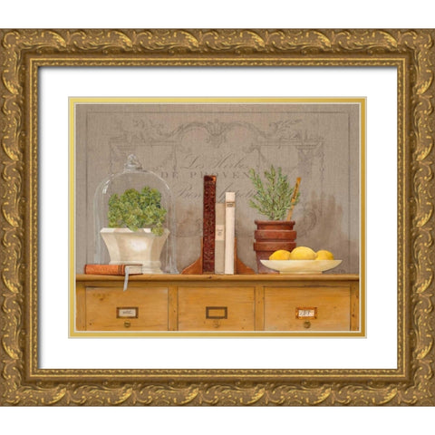 Rosemary Library Gold Ornate Wood Framed Art Print with Double Matting by Fisk, Arnie