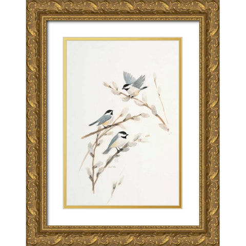 Bird in White Gold Ornate Wood Framed Art Print with Double Matting by FISK, Arnie