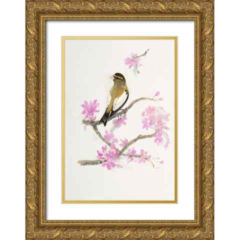 Bird in Brown Gold Ornate Wood Framed Art Print with Double Matting by FISK, Arnie