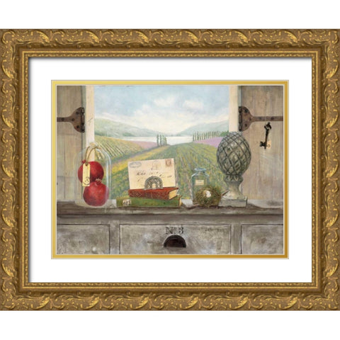 Vineyard Chateau View Gold Ornate Wood Framed Art Print with Double Matting by Fisk, Arnie