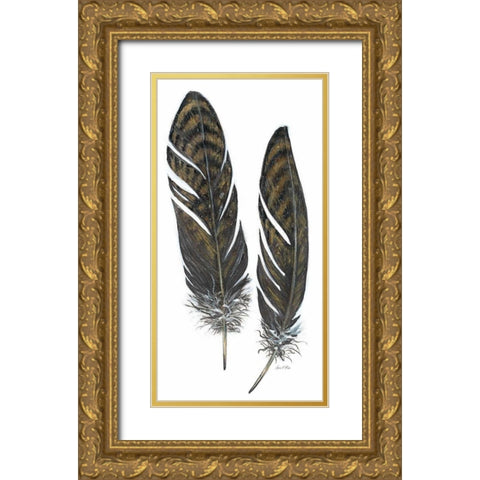 Feather Study 1 Gold Ornate Wood Framed Art Print with Double Matting by Fisk, Arnie