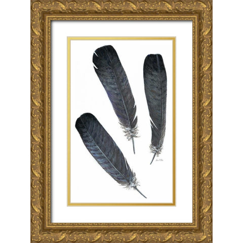 Feather Study 2 Gold Ornate Wood Framed Art Print with Double Matting by Fisk, Arnie