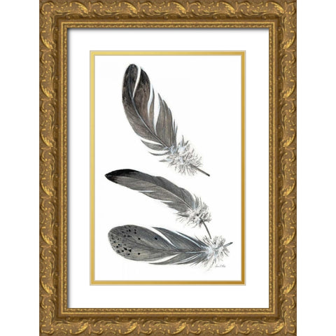 Feather Study 3 Gold Ornate Wood Framed Art Print with Double Matting by Fisk, Arnie