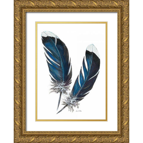 Feather Study 4 Gold Ornate Wood Framed Art Print with Double Matting by Fisk, Arnie