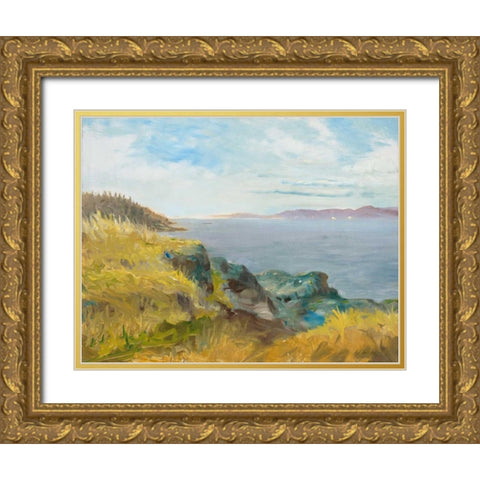 Pacific Coast View Gold Ornate Wood Framed Art Print with Double Matting by Fisk, Arnie