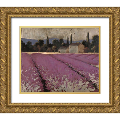 Lavender Fields 2 Gold Ornate Wood Framed Art Print with Double Matting by Wiens, James