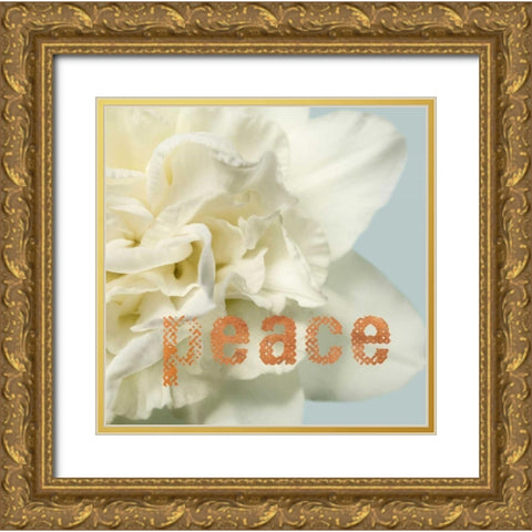 Peace Blossom Gold Ornate Wood Framed Art Print with Double Matting by Greenwood, Julie