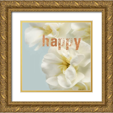 Happy Blooms Gold Ornate Wood Framed Art Print with Double Matting by Greenwood, Julie