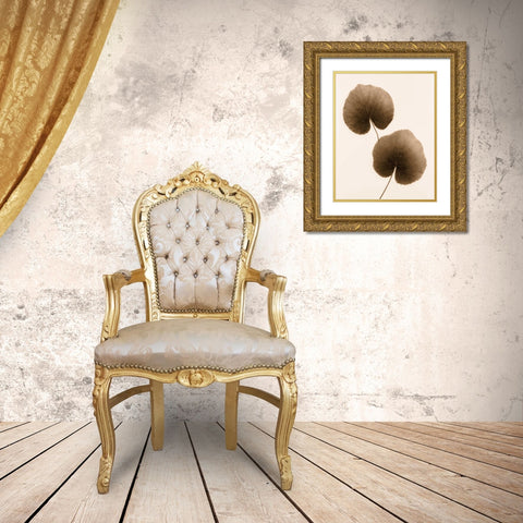 Galax Leaf Gold Ornate Wood Framed Art Print with Double Matting by Greenwood, Julie